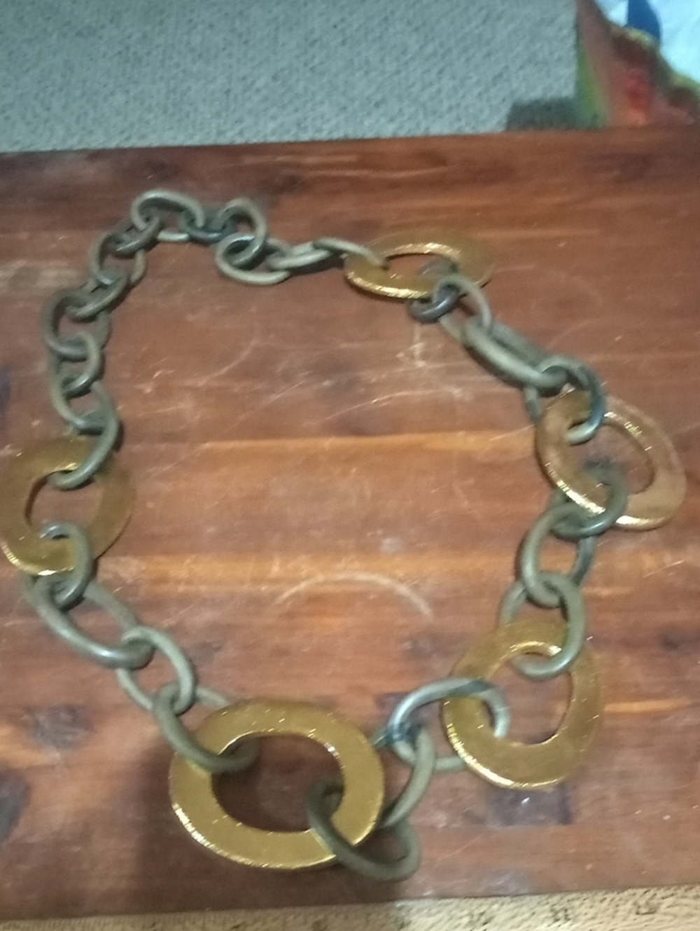 Chunky Gold and Olive Link Statement Necklace - Women Accessories